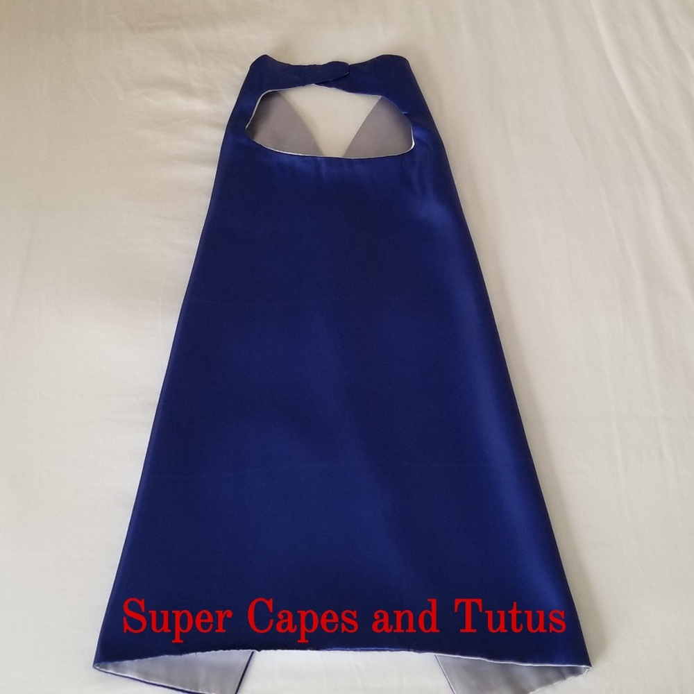 Plain Blue and Gray Superhero Cape